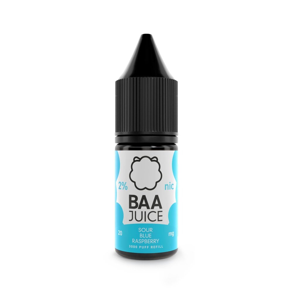 BAA Juice Sour Blue Raspberry Nic Salts in a pocket-size 10ml bottle