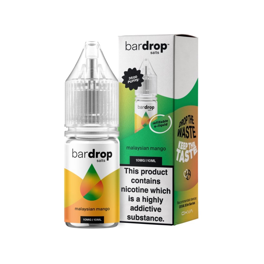 Bar Drop Malaysian Mango Nic Salt in a 10ml Bottle Size