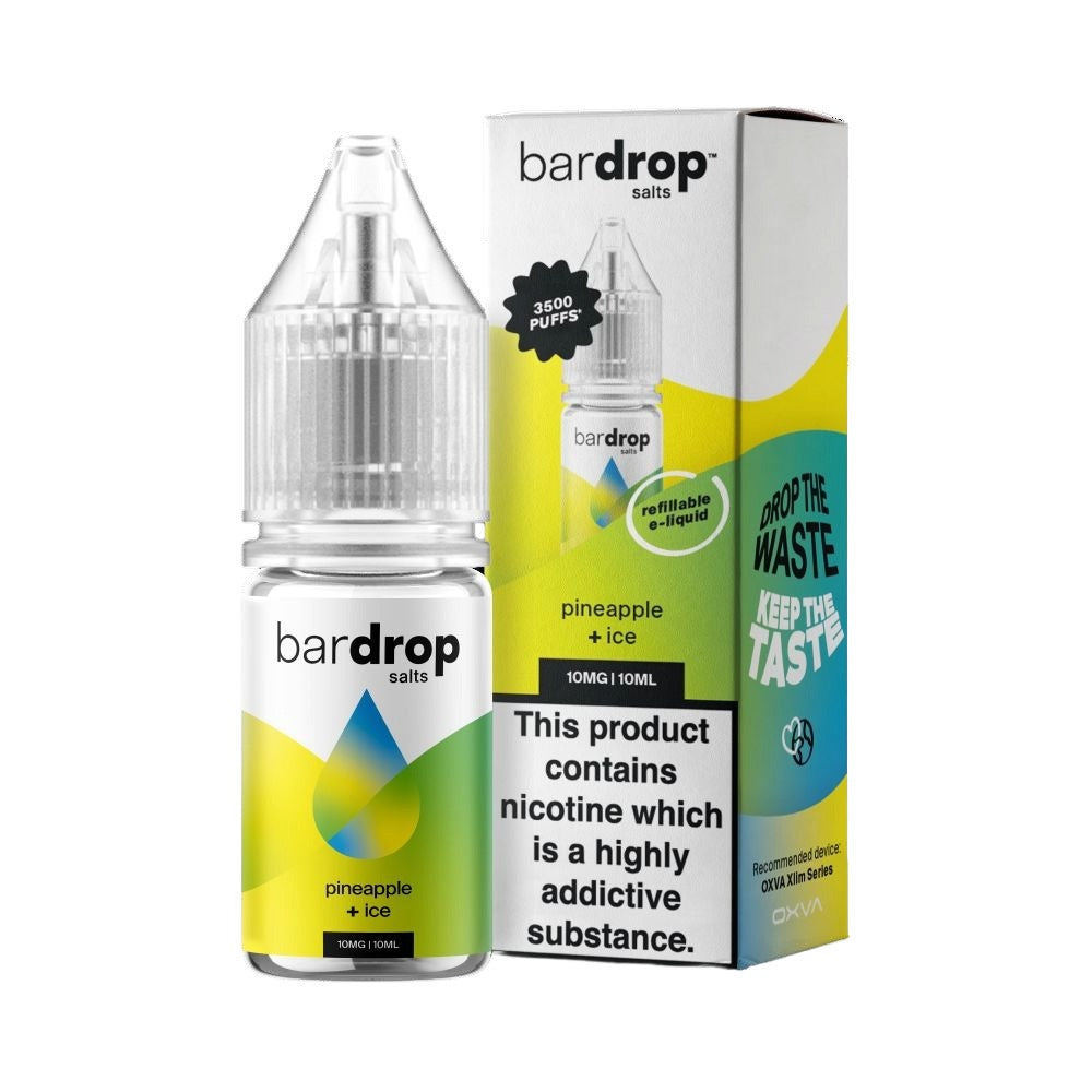 Bar Drop Pineapple Ice Nic Salt in a 10ml Bottle Size