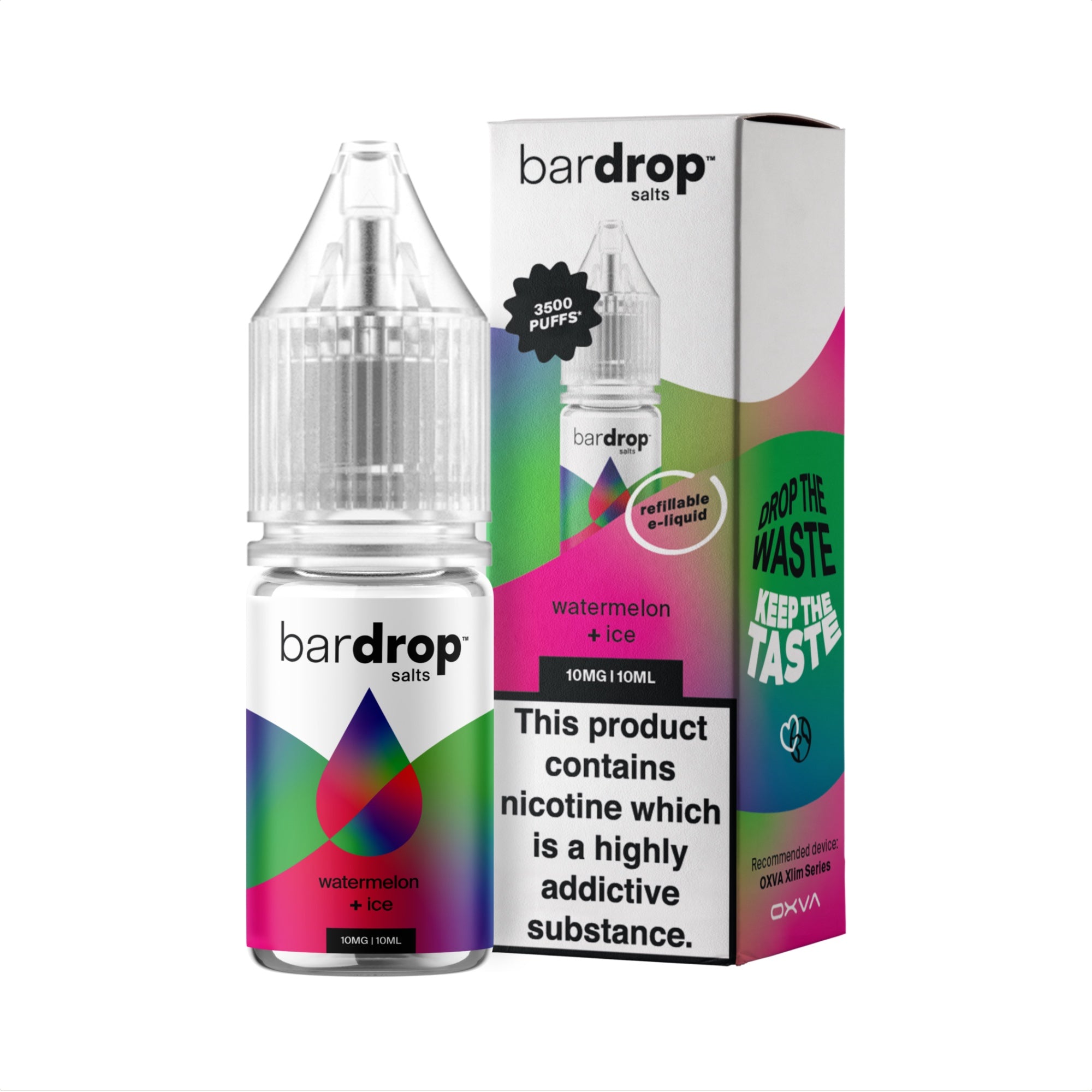 Bar Drop Watermelon Ice Nic Salt in a 10ml Bottle Size