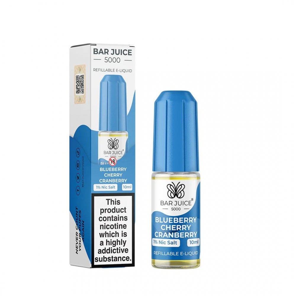 Bar Juice 5000 Blueberry Cherry Cranberry Nic Salts in a 10ml Bottle