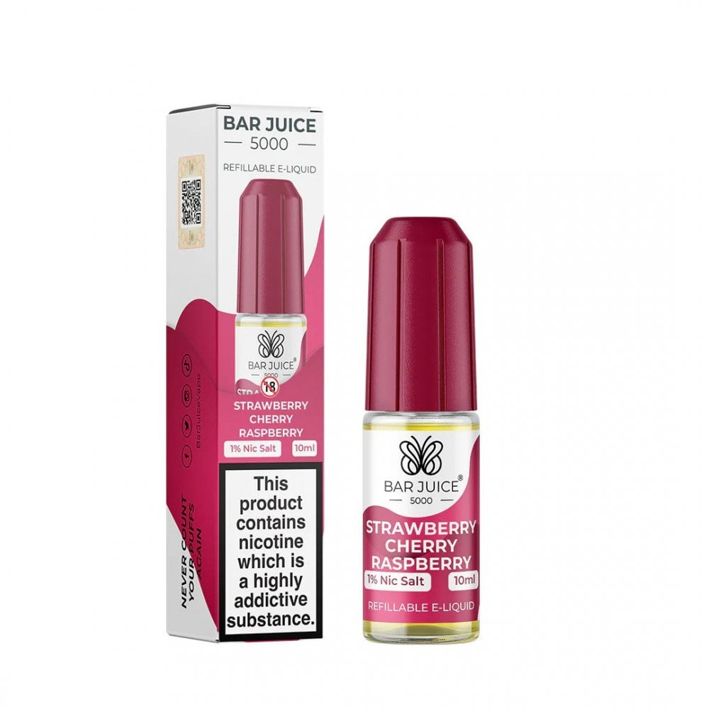 Bar Juice 5000 Strawberry Cherry Raspberry Nic Salts in a 10ml Bottle