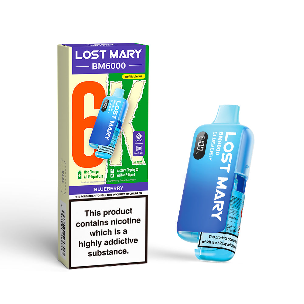 Lost Mary BM6000 Blueberry Kit including a rechargeable device and pre-filled pod cartridge
