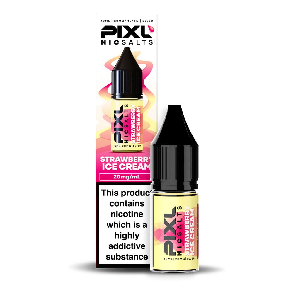 Pixl Nic Salts Strawberry and Vanilla Ice Cream flavoured 10ml e-liquid