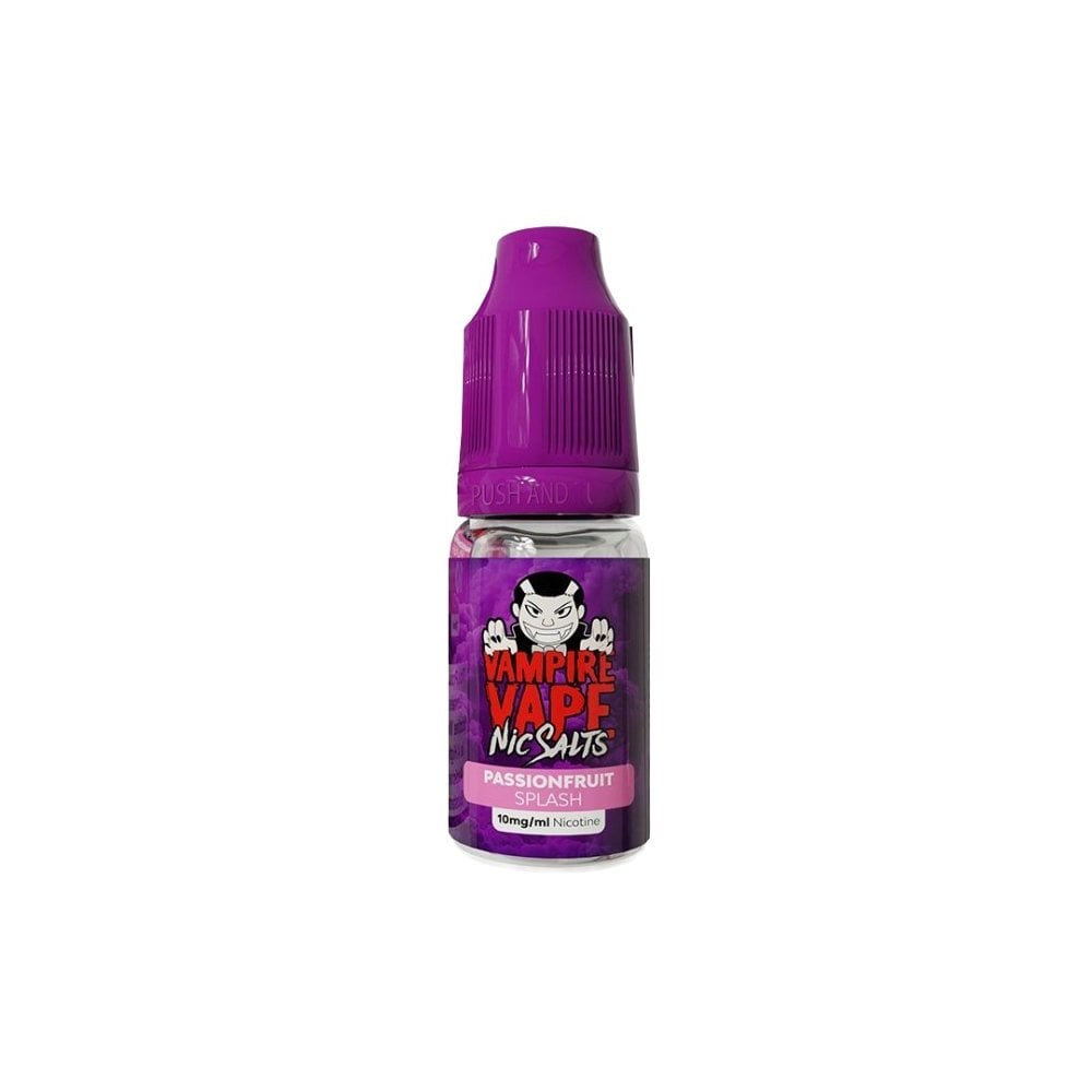 Vampire Vape Passionfruit Splash Nic Salts in a 10ml Bottle Size